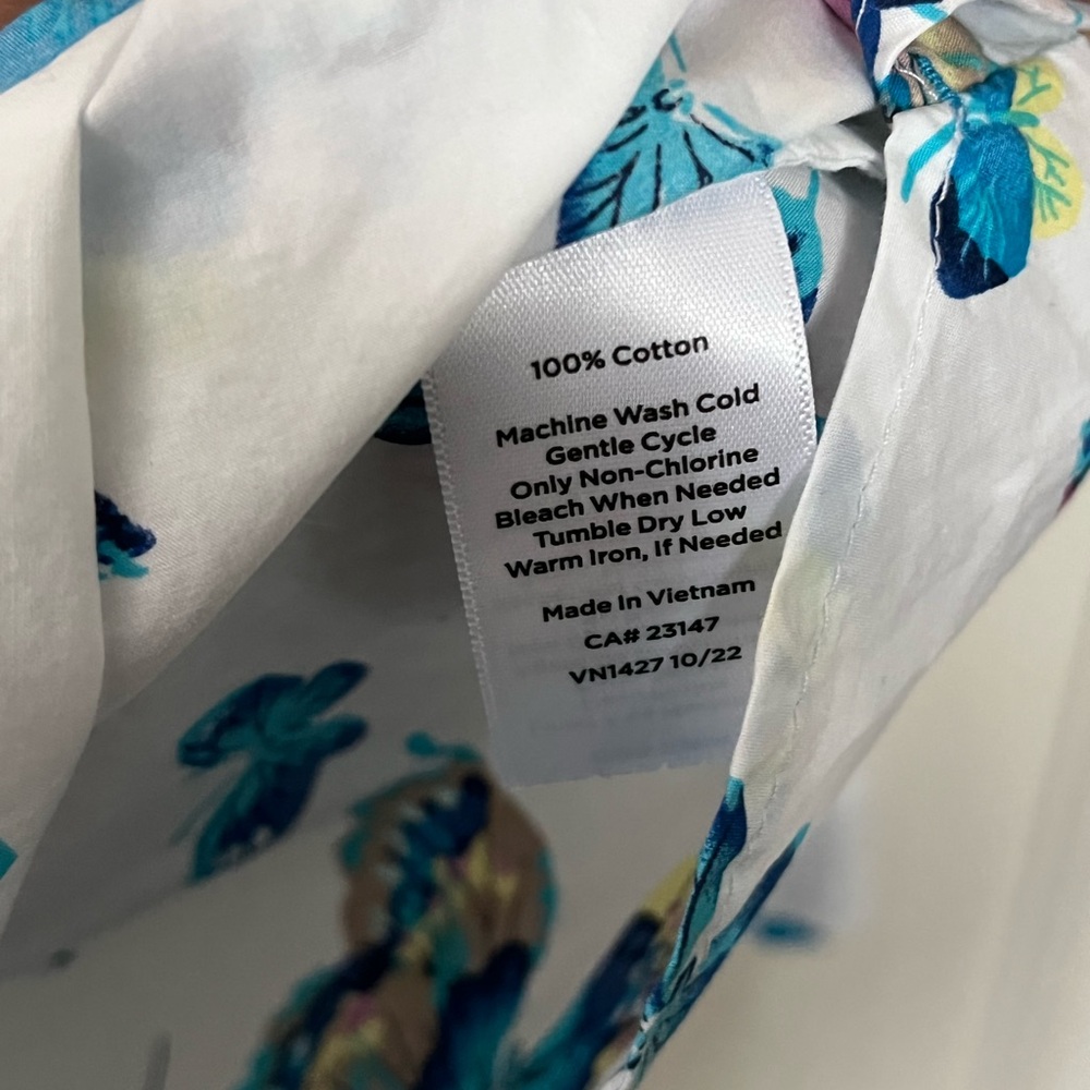 Talbots Cotton Butterfly Print Button Down - Picture 4 of 5